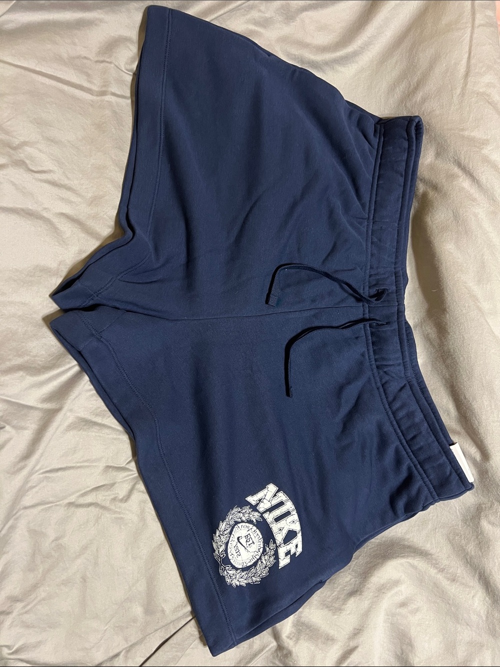Nike Navy Athletic Shorts with White Crest Logo